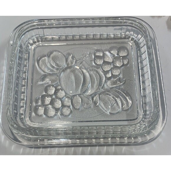 Vintage 1950s Federal Glass Refrigerator Dish LID ONLY Fruit Design 5”x4.5" EUC - Picture 1 of 5